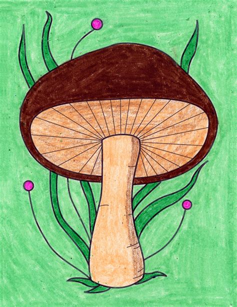 Easy How to Draw a Mushroom Tutorial, Mushroom Coloring Page