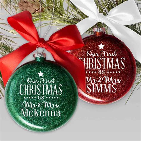 Personalized Sparkly Our First Christmas Holiday Ornament | GiftsForYouNow