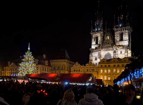 Prague - Christmas Tree At Night Free Stock Photo - Public Domain Pictures