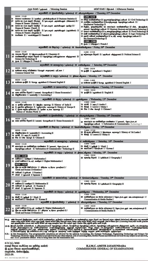 2023 GCE A/L examination timetable released - Newswire