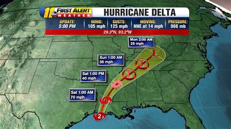 Hurricane Delta landfall timeline: Category 2 Hurricane Delta makes landfall in Louisiana - ABC7 ...