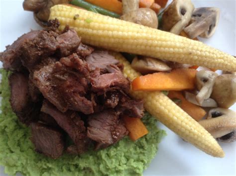 Pan seared emu meat on pea puree with butter sautéed veggies | Australian food, Recipes, Fish ...