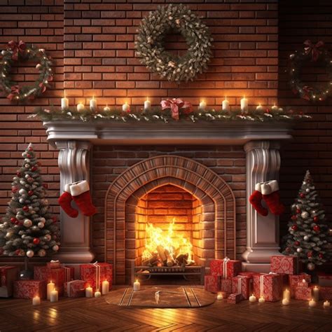 Premium AI Image | Christmas Scene with Fireplace Gingerbread Cookies ...