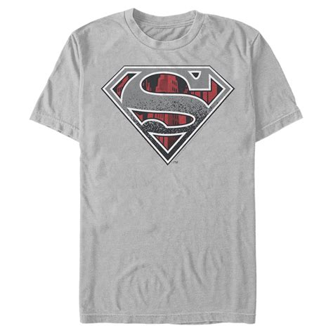 Superman - Men's Superman Logo Grunge Graphic Tee Silver Large ...