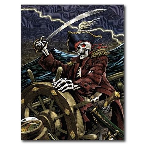 Pirate Skeleton Postcard | Pirates, Pirate ships and Skeletons