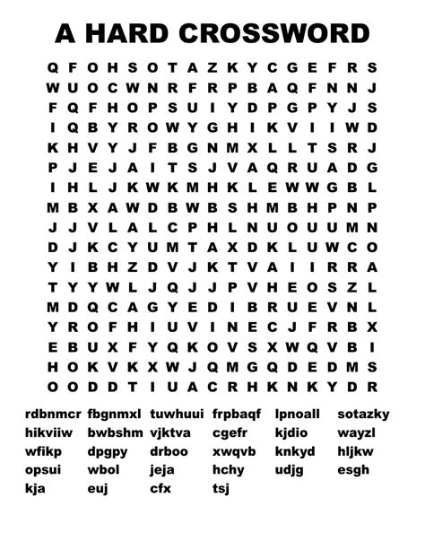 A HARD CROSSWORD Word Search - WordMint