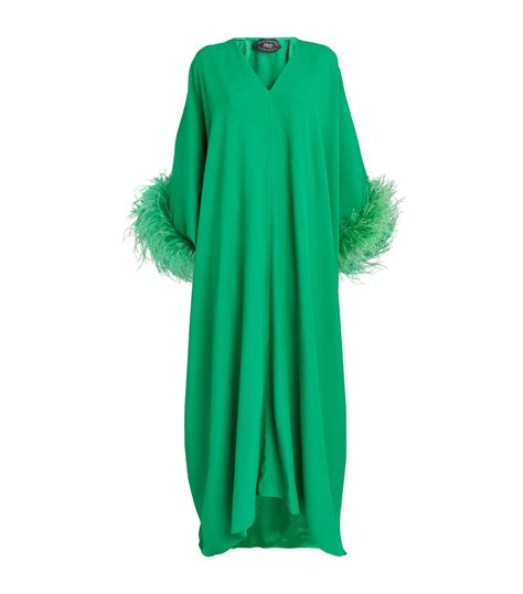 Taller Marmo Feather-Trim Kaftan Dress | Harrods US