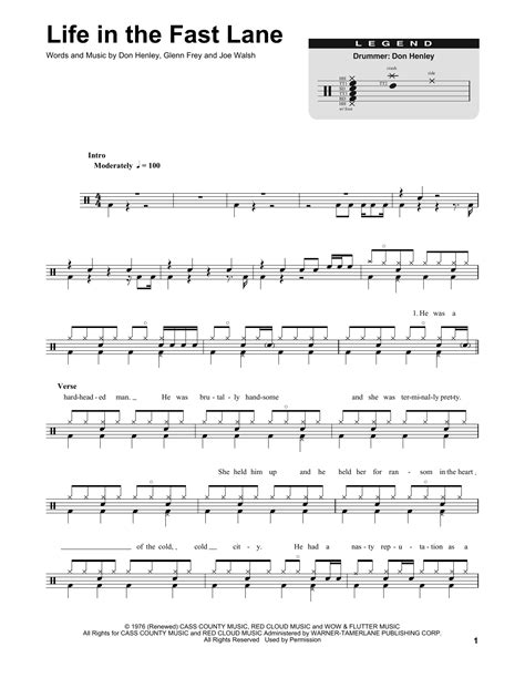 Life In The Fast Lane by Eagles Sheet Music for Drums Transcription at Sheet Music Direct