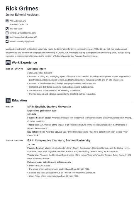 Graduate Resume Examples & Academic Grad CV Samples