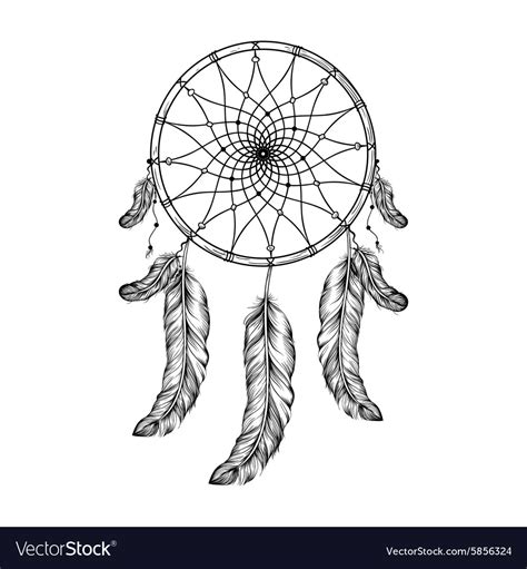 Dream catcher with feathers in entangle style Vector Image