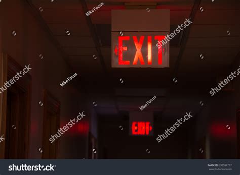 Two Lighted Glowing Red Exit Signs Stock Photo 630107777 | Shutterstock