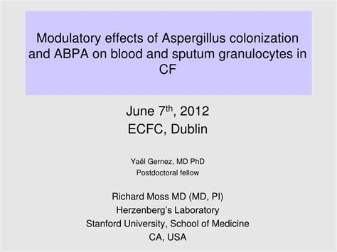 PPT - Modulatory effects of Aspergillus colonization and ABPA on blood and sputum granulocytes ...