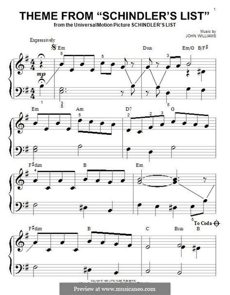 Theme from Schindler's List by J. Williams | Violin lessons, Sheet ...