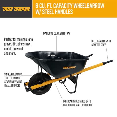 True Temper 6-cu ft 1 Wheel Steel Push Wheelbarrow R6STPTEC at Lowes.com