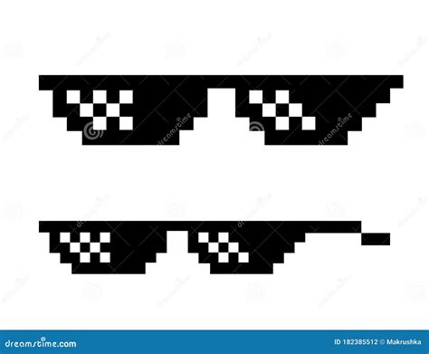 Pixel Glasses in Boss Style. Black Sunglass in 8 Bit. Eyeglass Meme in Funny Design Stock Vector ...