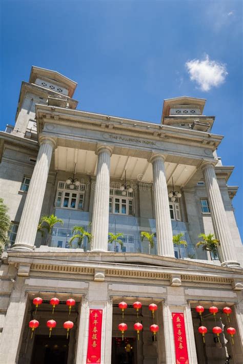 Details of Fullerton Hotel in Singapore Stock Image - Image of light ...