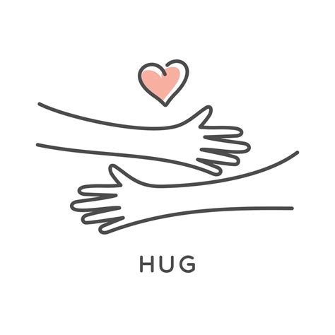 hug symbol. Hands hugs simple vector illustration with heart love ...