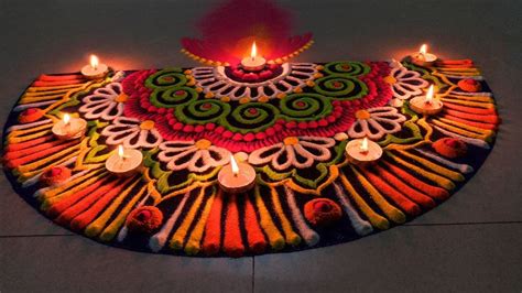 Big diya rangoli for Diwali | Rangoli designs, Rangoli border designs, Diya designs