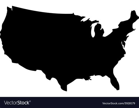 Black silhouette map of united states america Vector Image