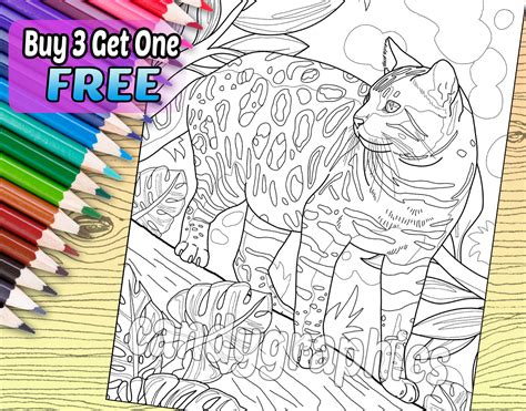 Bengal Cat Adult Coloring Book Page Printable Instant Download - Etsy