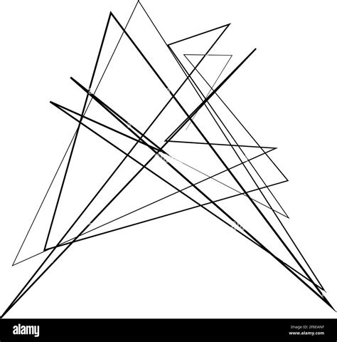 Abstract edgy, geometric line art. Angular random, chaotic lines. Spiky ...