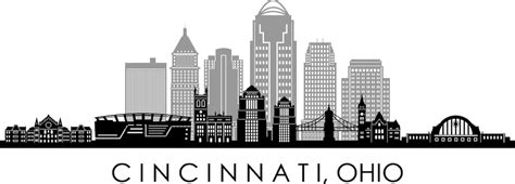 CINCINNATI City OHIO SKYLINE Outline Silhouette Vector Svg Eps Jpg Png ...