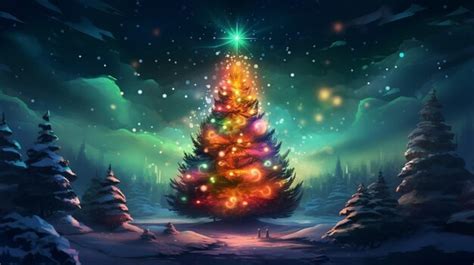 Premium AI Image | Christmas magic tree background illustration