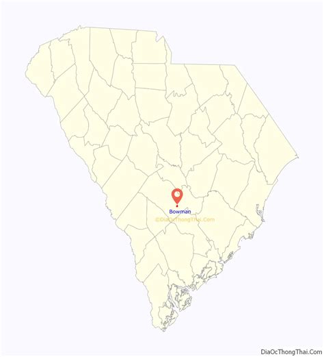 Map of Bowman town, South Carolina