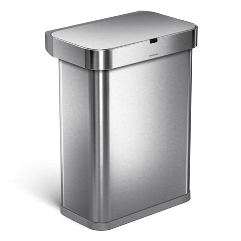 simplehuman 58 l Rectangular Sensor Trash Can with Voice and Motion Control, Brushed Stainless ...