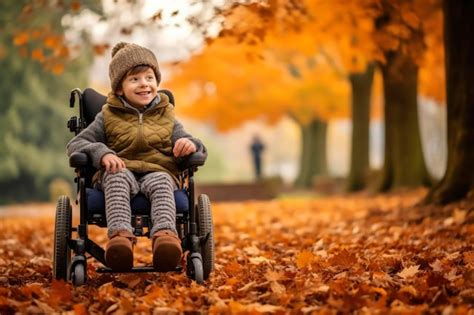 Premium AI Image | AI generated portrait of candid authentic joyful happy disabled child boy in ...