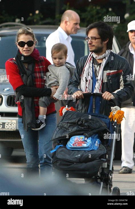 Gael Garcia Bernal with his wife Dolorez Fonzi and their son Lazaro go for lunch Buenos Aires ...