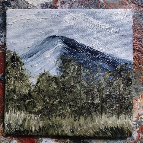 Mountainscape, Me, oil painting, 10Cm by 10Cm canvas panel : r/painting