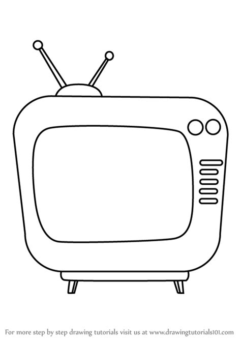 How to Draw Television for Kids (Objects) Step by Step | DrawingTutorials101.com