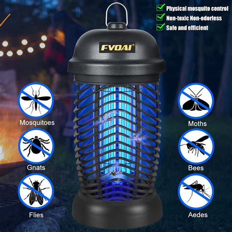 FVOAI Bug Zapper Outdoor, Electronic Mosquito Zapper Fly Zapper for Outdoor and Indoor (Black ...