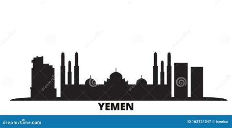 Yemen, Sanaa City Skyline Isolated Vector Illustration. Yemen, Sanaa ...