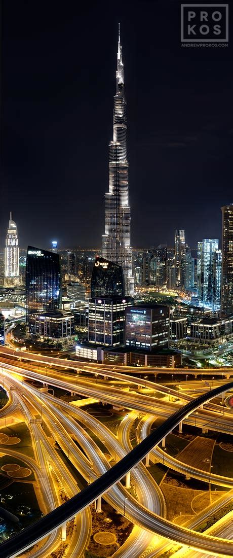 Burj Khalifa Night Panorama I - Vertical HD Art Photo by Andrew Prokos