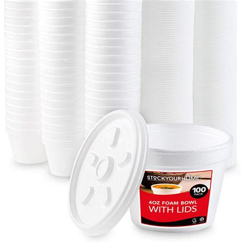 JRBEY 4 Ounce Foam Bowls With Lids (100 Count) - Styrofoam Bowls With ...