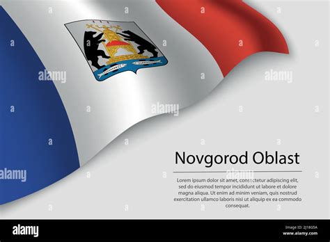 Wave flag of Novgorod Oblast is a region of Russia. Banner or ribbon ...