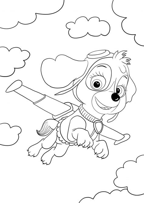 Paw Patrol Sky free coloring and printable page for kids