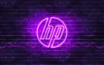 Download wallpapers HP violet logo, 4k, violet brickwall, Hewlett ...