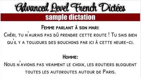 Advanced French Dictées - Dictation Exercises - Native Speaker | TPT