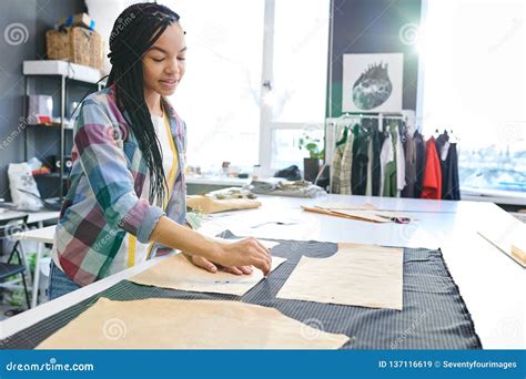 Female tailor sewing dress stock image. Image of occupation - 137116619