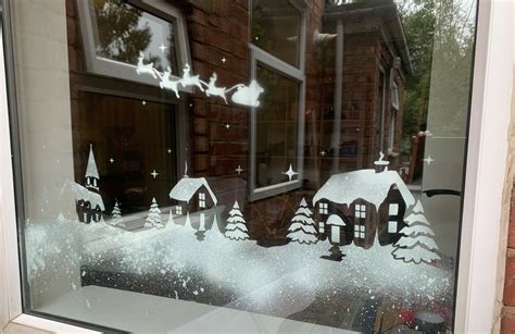 Large Christmas Village Window Stencils Set for Use With Snow | Etsy