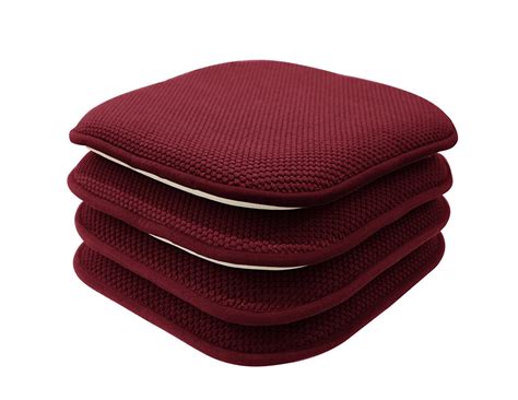 4 Pack: Premium Memory Foam Non Slip Chair Cushions, Burgundy - Walmart.com