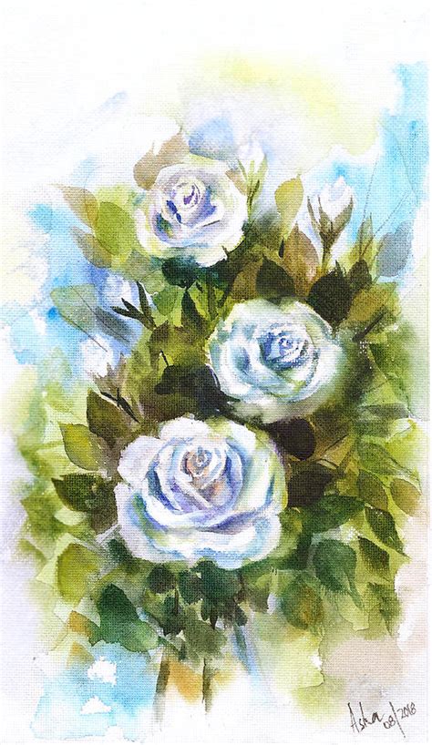 Blue Roses Painting by Asha Sudhaker Shenoy - Pixels