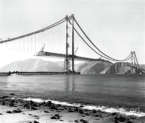 Golden Gate Bridge Construction, circa January 5, 1933. Photograph by ...