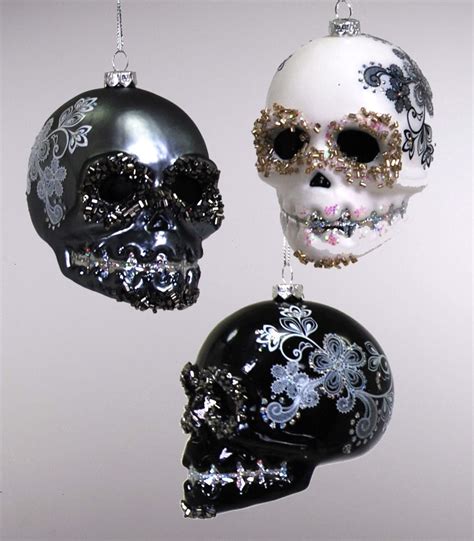 Glass Skull Ornament Black White - 3 Assorted. | Skull decor, Skull ...