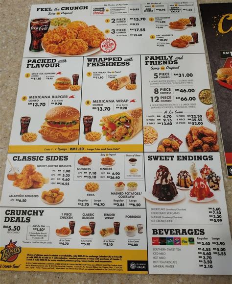 Texas Chicken Menu Bucket | Chicken menu, Kentucky fried chicken menu ...