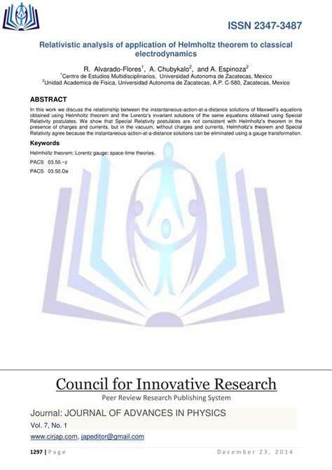 (PDF) Relativistic analysis of application of Helmholtz theorem to classical electrodynamics