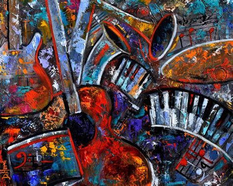 Music Painting Art Musical Instruments Paintings Colorful Jazz "Make Music #2" by Debra Hurd ...